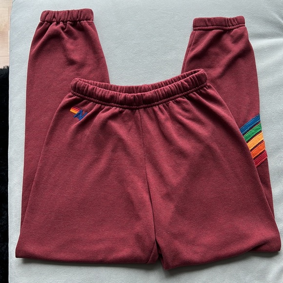 Aviator Nation Chevron Stripe Joggers in Claret Size XS - Picture 6 of 6